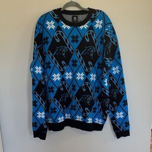 NFL Blue and Black Candy Cane Crewneck Sweater